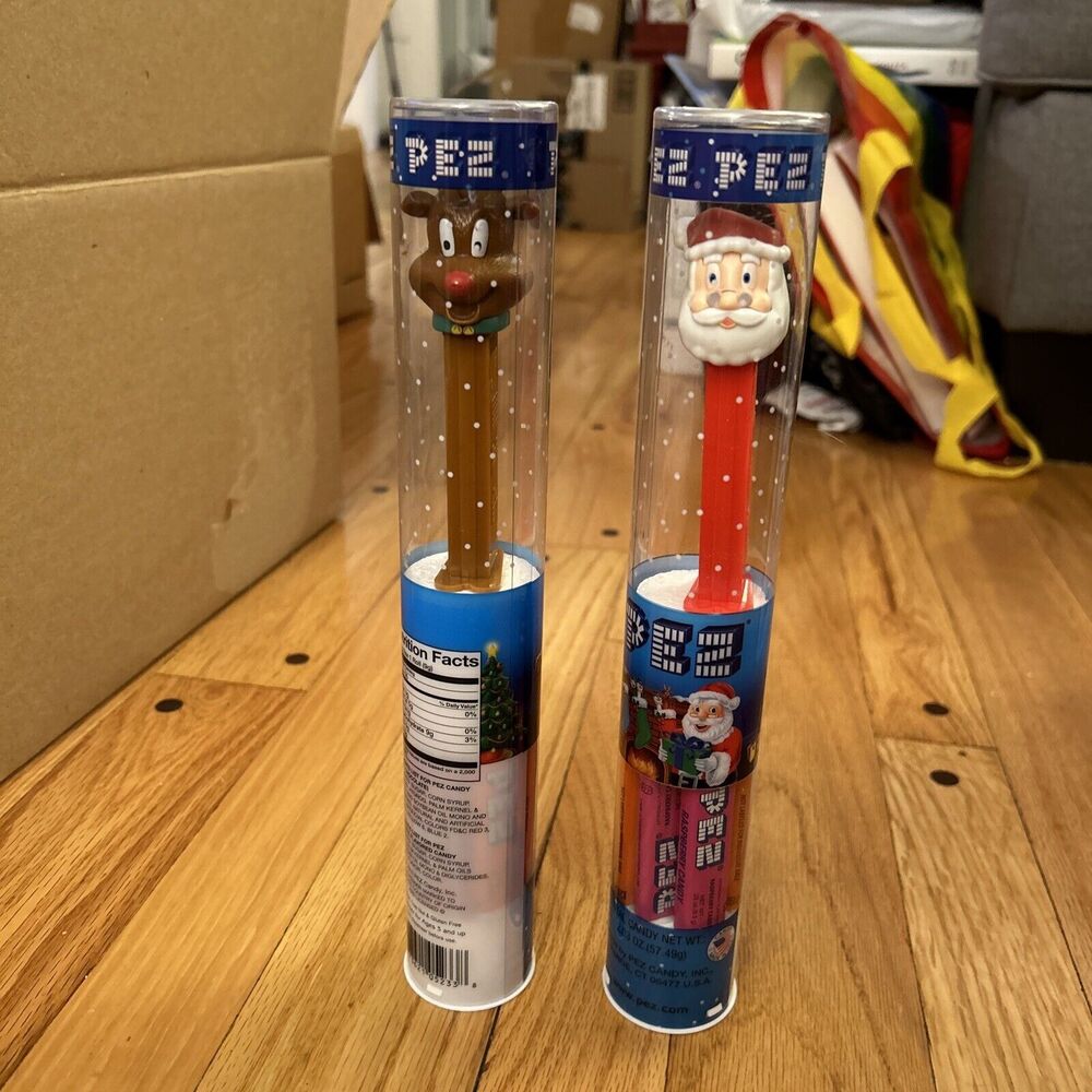Christmas Reindeer & Santa Pez Dispenser, with Pez Candy Refills NIB Holiday